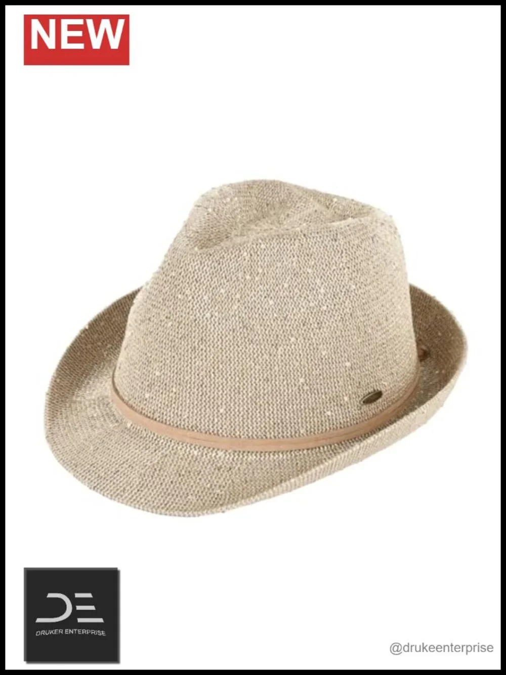Natural Raffia Straw Fedora with UPF 50+, Packable Short Brim
